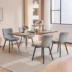 Sedia da pranzo senza braccioli in bianco/grigio/nero, rivestita in pelle, set da 2