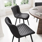 Sedia da pranzo senza braccioli in bianco/grigio/nero, rivestita in pelle, set da 2