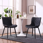Sedia da pranzo senza braccioli in bianco/grigio/nero, rivestita in pelle, set da 2