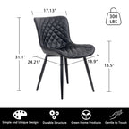 Sedia da pranzo senza braccioli in bianco/grigio/nero, rivestita in pelle, set da 2