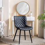 Sedia da pranzo senza braccioli in bianco/grigio/nero, rivestita in pelle, set da 2