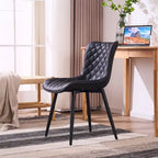 Sedia da pranzo senza braccioli in bianco/grigio/nero, rivestita in pelle, set da 2
