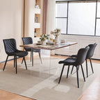Sedia da pranzo senza braccioli in bianco/grigio/nero, rivestita in pelle, set da 2