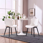 Sedia da pranzo senza braccioli in bianco/grigio/nero, rivestita in pelle, set da 2