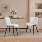 Sedia da pranzo senza braccioli in bianco/grigio/nero, rivestita in pelle, set da 2