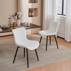 Sedia da pranzo senza braccioli in bianco/grigio/nero, rivestita in pelle, set da 2
