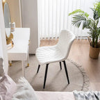 Sedia da pranzo senza braccioli in bianco/grigio/nero, rivestita in pelle, set da 2