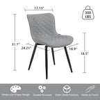 Sedia da pranzo senza braccioli in bianco/grigio/nero, rivestita in pelle, set da 2