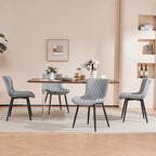 Sedia da pranzo senza braccioli in bianco/grigio/nero, rivestita in pelle, set da 2