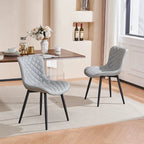Sedia da pranzo senza braccioli in bianco/grigio/nero, rivestita in pelle, set da 2