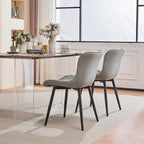 Sedia da pranzo senza braccioli in bianco/grigio/nero, rivestita in pelle, set da 2