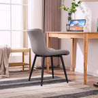 Sedia da pranzo senza braccioli in bianco/grigio/nero, rivestita in pelle, set da 2