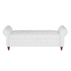 Panca Pouf Contenitore in Tessuto con Braccioli Arrotondati, Bianco Crema / Rosa / Beige / Giallo / Grigio Scuro / Blu Navy / Verde Scuro, 1 Posto