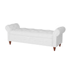 Panca Pouf Contenitore in Tessuto con Braccioli Arrotondati, Bianco Crema / Rosa / Beige / Giallo / Grigio Scuro / Blu Navy / Verde Scuro, 1 Posto