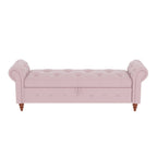 Panca Pouf Contenitore in Tessuto con Braccioli Arrotondati, Bianco Crema / Rosa / Beige / Giallo / Grigio Scuro / Blu Navy / Verde Scuro, 1 Posto