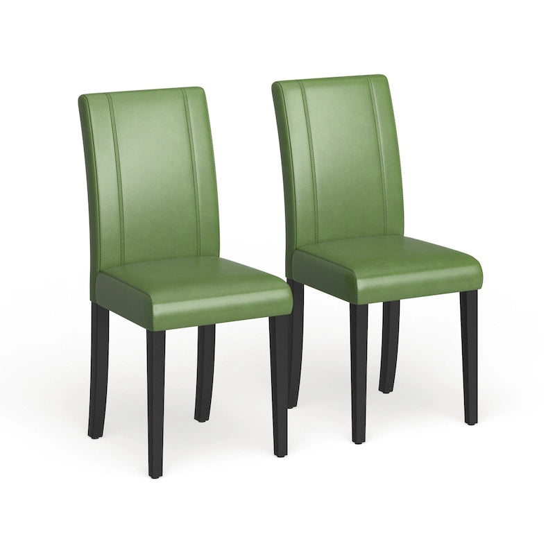 Sedia Parson in similpelle Nera/Marrone/Verde/Rossa/Bianca/Blu, gambe in legno massello, set da 2