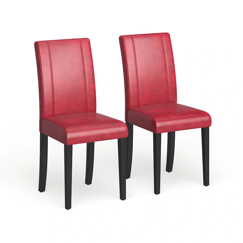 Sedia Parson in similpelle Nera/Marrone/Verde/Rossa/Bianca/Blu, gambe in legno massello, set da 2