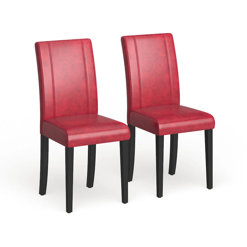Sedia Parson in similpelle Nera/Marrone/Verde/Rossa/Bianca/Blu, gambe in legno massello, set da 2