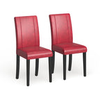 Sedia Parson in similpelle Nera/Marrone/Verde/Rossa/Bianca/Blu, gambe in legno massello, set da 2