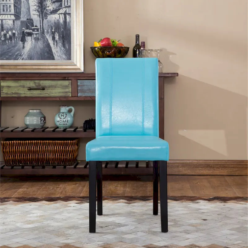 Sedia Parson in similpelle Nera/Marrone/Verde/Rossa/Bianca/Blu, gambe in legno massello, set da 2