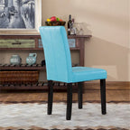 Sedia Parson in similpelle Nera/Marrone/Verde/Rossa/Bianca/Blu, gambe in legno massello, set da 2