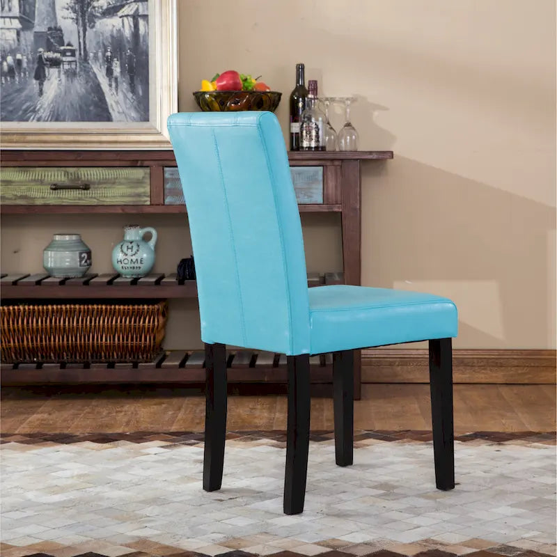 Sedia Parson in similpelle Nera/Marrone/Verde/Rossa/Bianca/Blu, gambe in legno massello, set da 2