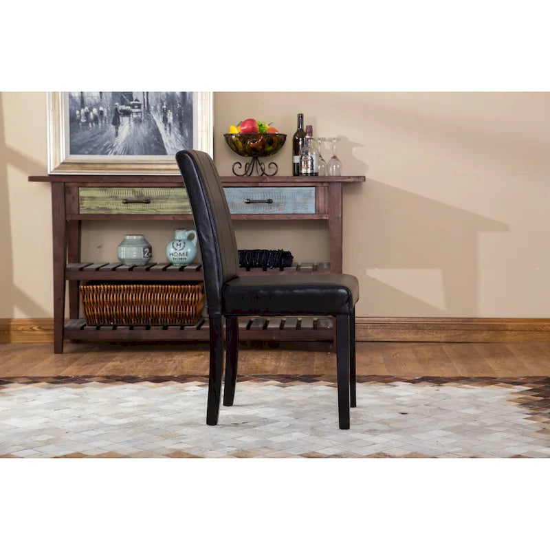 Sedia Parson in similpelle Nera/Marrone/Verde/Rossa/Bianca/Blu, gambe in legno massello, set da 2