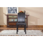 Sedia Parson in similpelle Nera/Marrone/Verde/Rossa/Bianca/Blu, gambe in legno massello, set da 2
