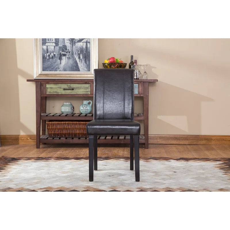 Sedia Parson in similpelle Nera/Marrone/Verde/Rossa/Bianca/Blu, gambe in legno massello, set da 2