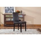 Sedia Parson in similpelle Nera/Marrone/Verde/Rossa/Bianca/Blu, gambe in legno massello, set da 2