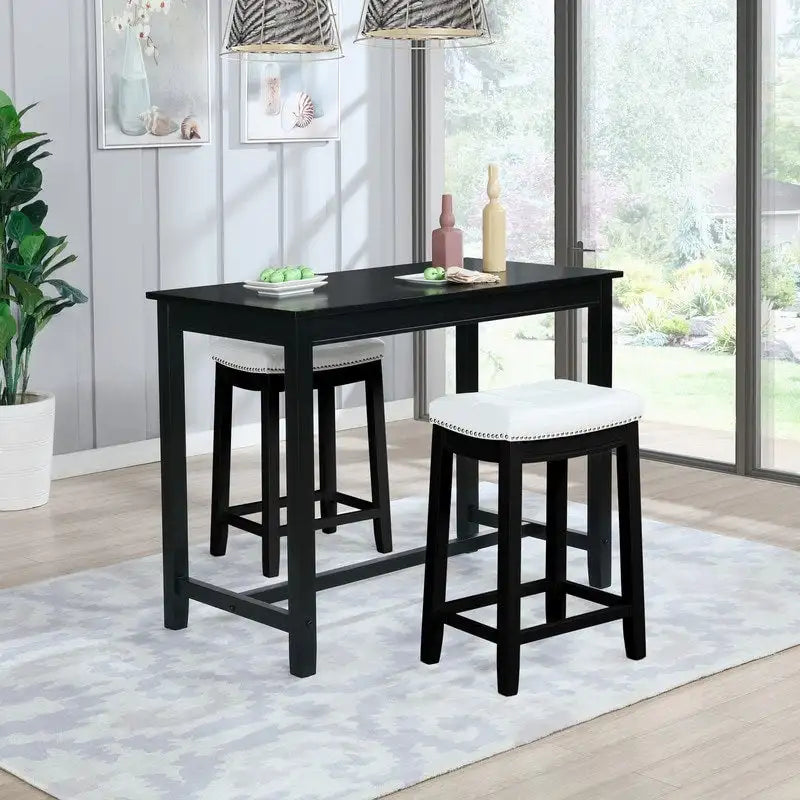Tavolo alto da pub, noce / marrone rustico / nero / marrone / naturale, 4 posti