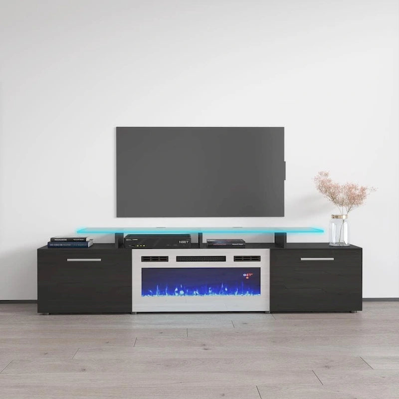 Mobile TV con camino elettrico, Bianco/Nero/Grigio, Adatto a TV fino a 85", Montaggio per 1 persona