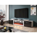 Mobile TV con camino elettrico, Bianco/Nero/Grigio, Adatto a TV fino a 85", Montaggio per 1 persona