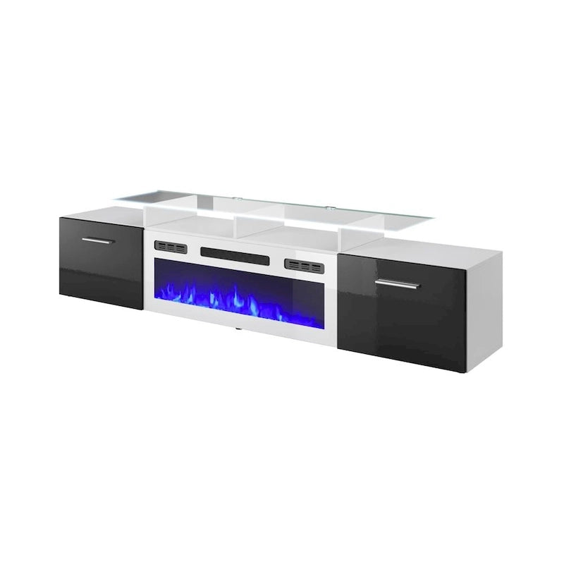 Mobile TV con camino elettrico, Bianco/Nero/Grigio, Adatto a TV fino a 85", Montaggio per 1 persona