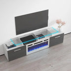 Mobile TV con camino elettrico, Bianco/Nero/Grigio, Adatto a TV fino a 85", Montaggio per 1 persona