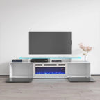 Mobile TV con camino elettrico, Bianco/Nero/Grigio, Adatto a TV fino a 85", Montaggio per 1 persona