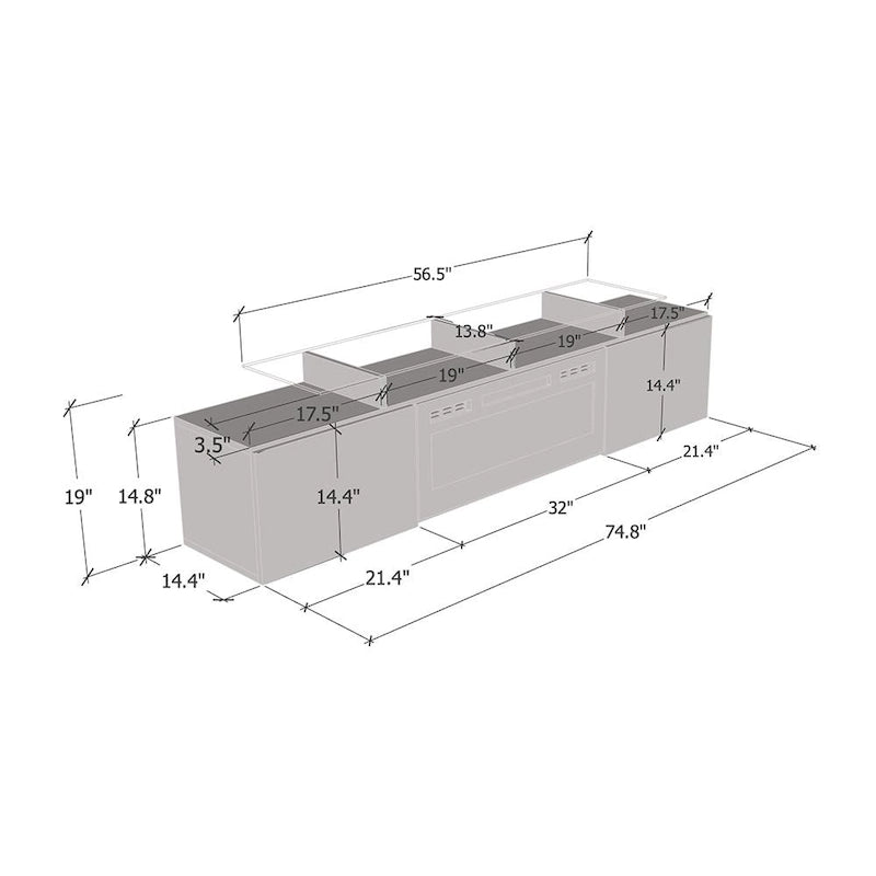 Mobile TV con camino elettrico, Bianco/Nero/Grigio, Adatto a TV fino a 85", Montaggio per 1 persona
