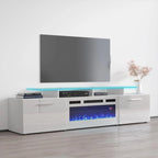 Mobile TV con camino elettrico, Bianco/Nero/Grigio, Adatto a TV fino a 85", Montaggio per 1 persona