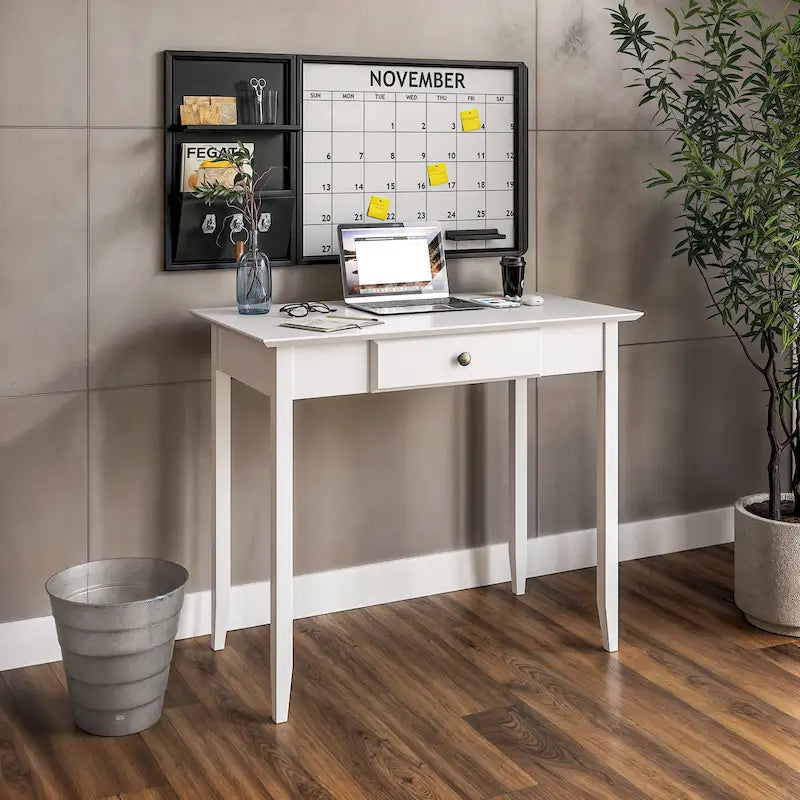 Scrivania con cassetto stile Shaker, colore bianco/ciliegio — 1 persona