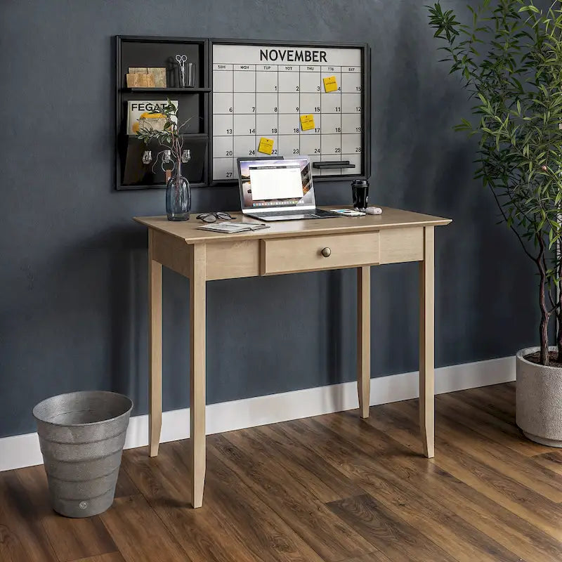 Scrivania con cassetto stile Shaker, colore bianco/ciliegio — 1 persona
