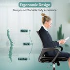Sedia da ufficio girevole ergonomica nera, schienale in rete, sedile singolo