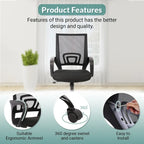 Sedia da ufficio girevole ergonomica nera, schienale in rete, sedile singolo