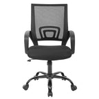 Sedia da ufficio girevole ergonomica nera, schienale in rete, sedile singolo