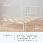 Letto a piattaforma in metallo con testiera a barre verticali – Nero / Oro / Bianco / Grigio – Singolo / Matrimoniale / Queen / King – 1 persona