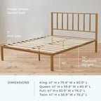 Letto a piattaforma in metallo con testiera a barre verticali – Nero / Oro / Bianco / Grigio – Singolo / Matrimoniale / Queen / King – 1 persona