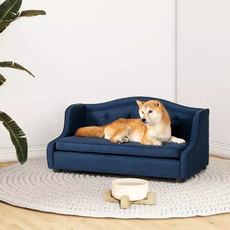 Divano-letto per animali domestici Jennifer Taylor Robin 35 con schienale a orecchioni capitonné, medio