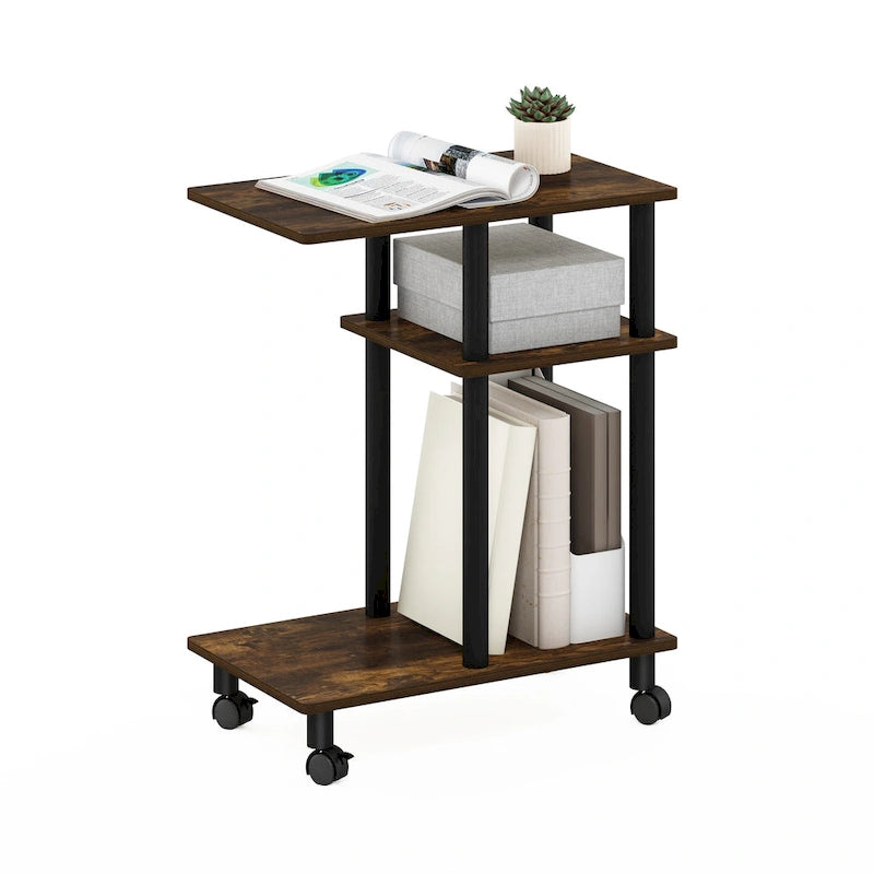 Espresso/Quercia Francese/Quercia Bianca/Americano/Pino Ambrato — Tavolino a U per Divano con Rotelle, 1 Persona