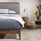 Struttura letto matrimoniale queen size imbottita grigio marrone