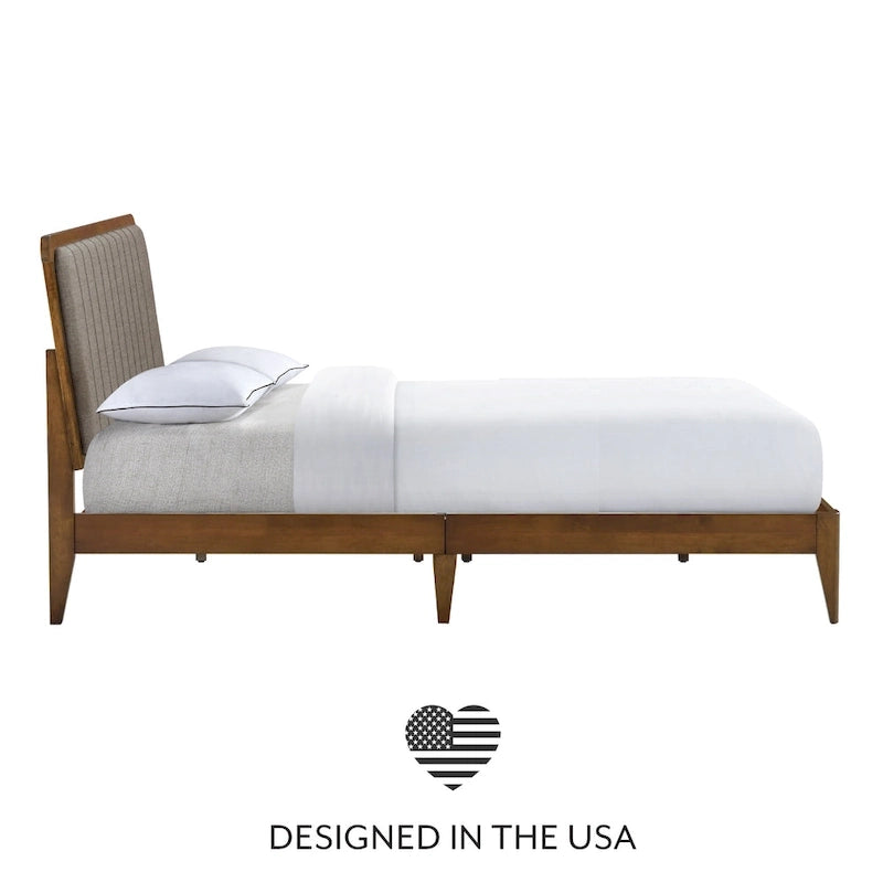 Struttura letto matrimoniale queen size imbottita grigio marrone