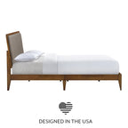 Struttura letto matrimoniale queen size imbottita grigio marrone